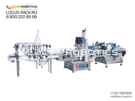 R-100 Compact Automatic Benchtop Filling, Capping, and Labeling Line with Four-Head Gear Pump Dosing System