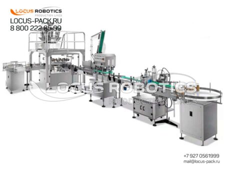 LF-100 Automatic Multi-Head Dosator Packaging Line for Solid and Bulk Products with Filling, Capping and Labeling