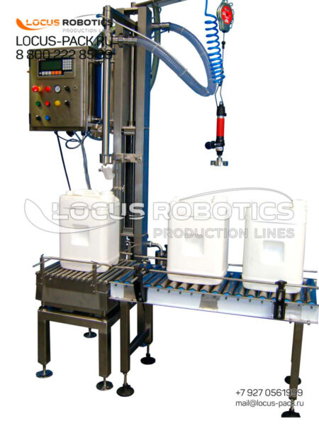 LFSG-500 Single-Head, Right-Hand Semi-Automatic Weighing Filling Station with Independent Overhead Capping Unit for Chemicals, Oils, and Lubricants in Jerrycans and Small Drums