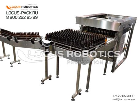Automatic Distribution Conveyor with Integrated Depalletizer for Glass Bottles