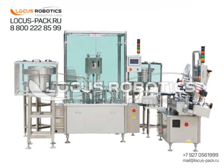 R-100 Automatic Rotary Filling, Capping, and Labeling Line with Peristaltic Doser for Pharmaceutical and Cosmetic Products