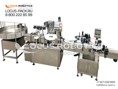 LR-100 Automatic Four-Head Monoblock for Filling and Capping with Input Accumulation Table and Labeling Station