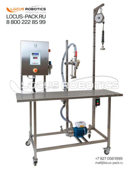 R-500 Semi-Automatic Filling Line for Aggressive Alkaline Automotive Chemicals with Overhead Capper