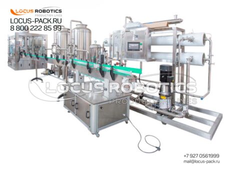R-600 Integrated Rotary Beverage Production and Packaging Line with Saturator, Chiller, and Tri-Block Filler-Capper