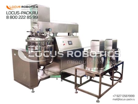 V-1000 - Vacuum Reactor Mixer with Turbo Emulsifier and Three Vessels for Cosmetic Production