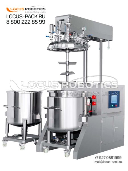 V-500 - 500L Automated Reactor with Mobile Containers and Lifting Homogenizer
