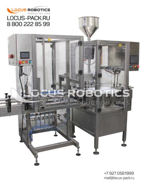 LR-200 Automatic Rotary Filling and Capping Station for Jars and Bottles with Container Purge Module