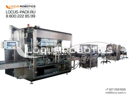 R-200 High-Speed Automatic Filling, Capping & Labeling Line with Overflow Labeler and Thermotunnel for Hot Juice, Syrups, Toppings, and Sports Nutrition Beverages